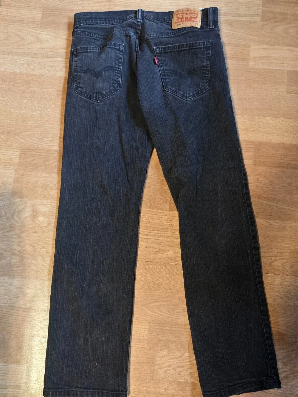 Levis 559 Jeans Mens Faded Black Relaxed Fit Straight Leg Distressed Size 31x32